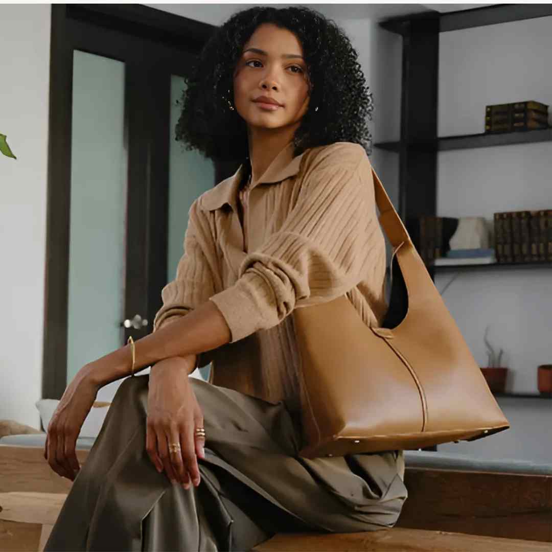 tote bag vegan convertible to crossbody bag vegan in tan