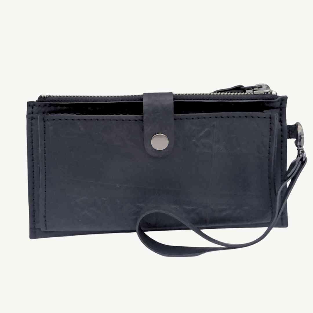 Costa vegan leather bags of upcycled innertube wallet wristlet