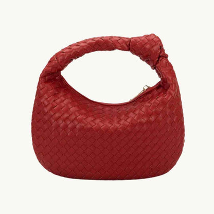 Drew Woven REcycled Vegan Leather Handbag in Cherry