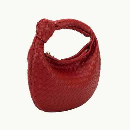 Drew Woven REcycled Vegan Leather Handbag in Cherry