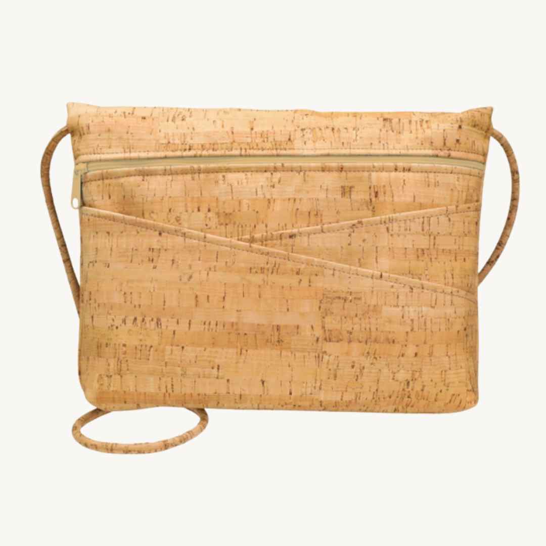 handmade cork leather vegan crossbody bag 