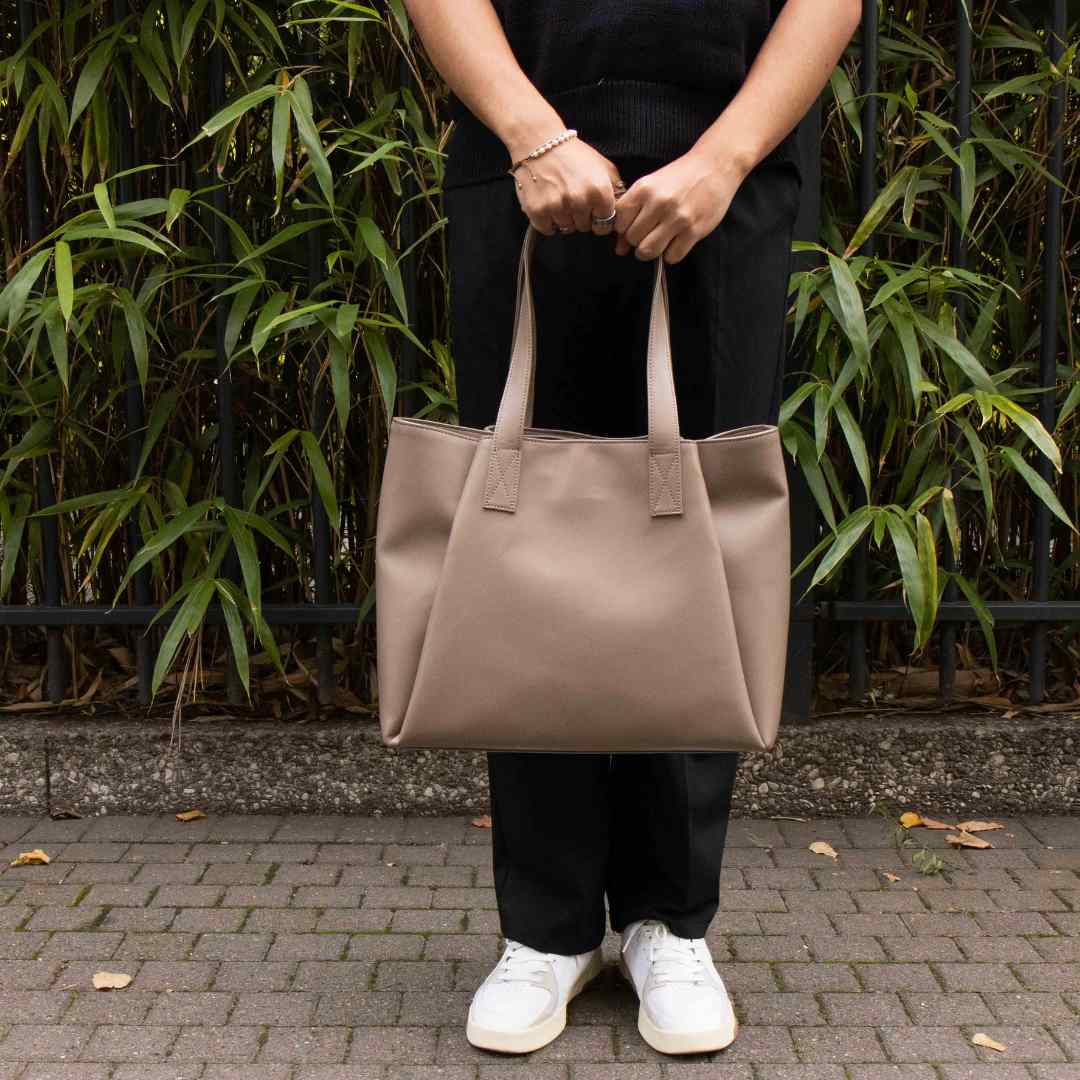 June Large Vegan Tote Bag Appleskin Leather Green Vegan Bags