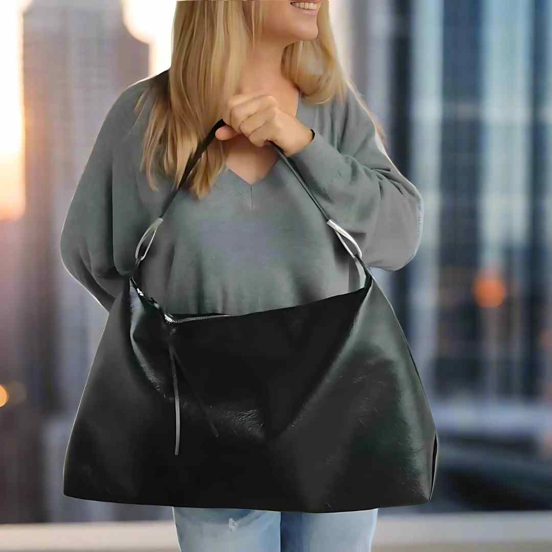 large vegan handbagsin black with extra strap