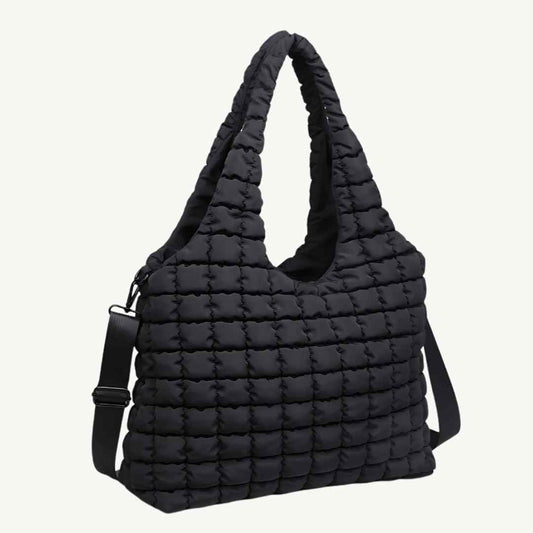 quilted vegan tote bag with crossbody vegan bag by Sol and Selene